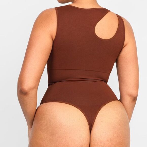 Shapellx PowerConceal™ Eco-Chic Cut Out Bodysuit Brown M/L Nwt - Picture 4 of 7